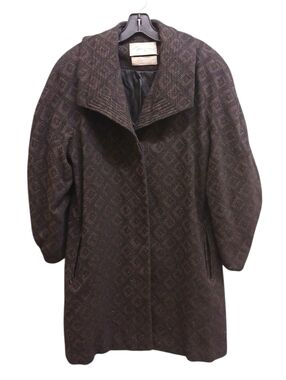 Miya & Co Vintage Bergdorf Goodman Patterned Wool Pea Coat Size 6